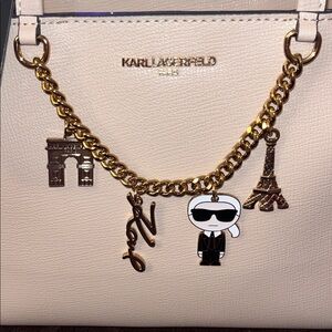 *RARE 💎* Karl Lagerfeld Beige Satchel with Gold Parisian Chain